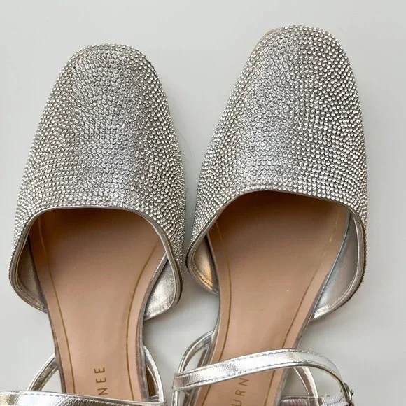 Journee Nysha Rhinestone Sparkle Formal Flats Womens 9 Silver - Picture 2 of 12